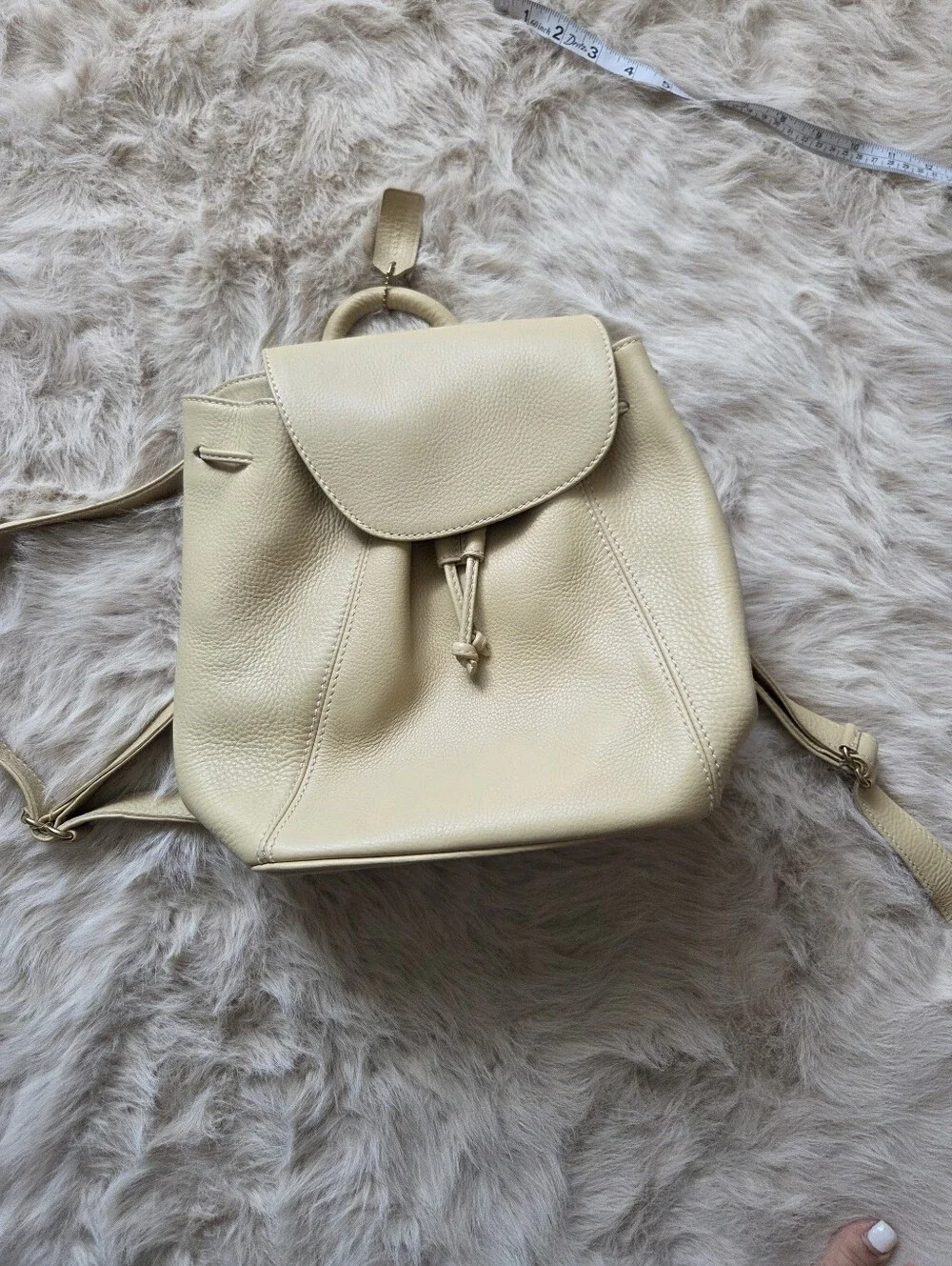Vintage Coah  Cream Leather Backpack - Women